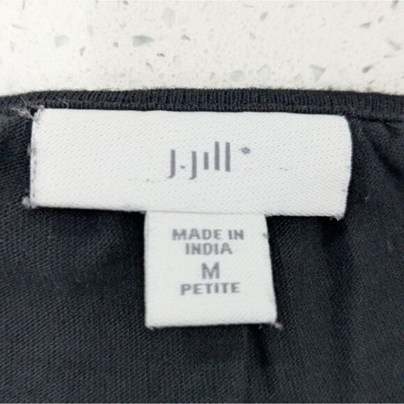 J.Jill Cotton Modal Black Shift Dress 3/4 Bell Sleeve Embroidery Boho Tassels M - Picture 8 of 10